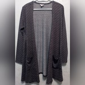 LuLaRoe Joy Cardigan Sweater Gray Charcoal Textured Knit Longline Open Front Med